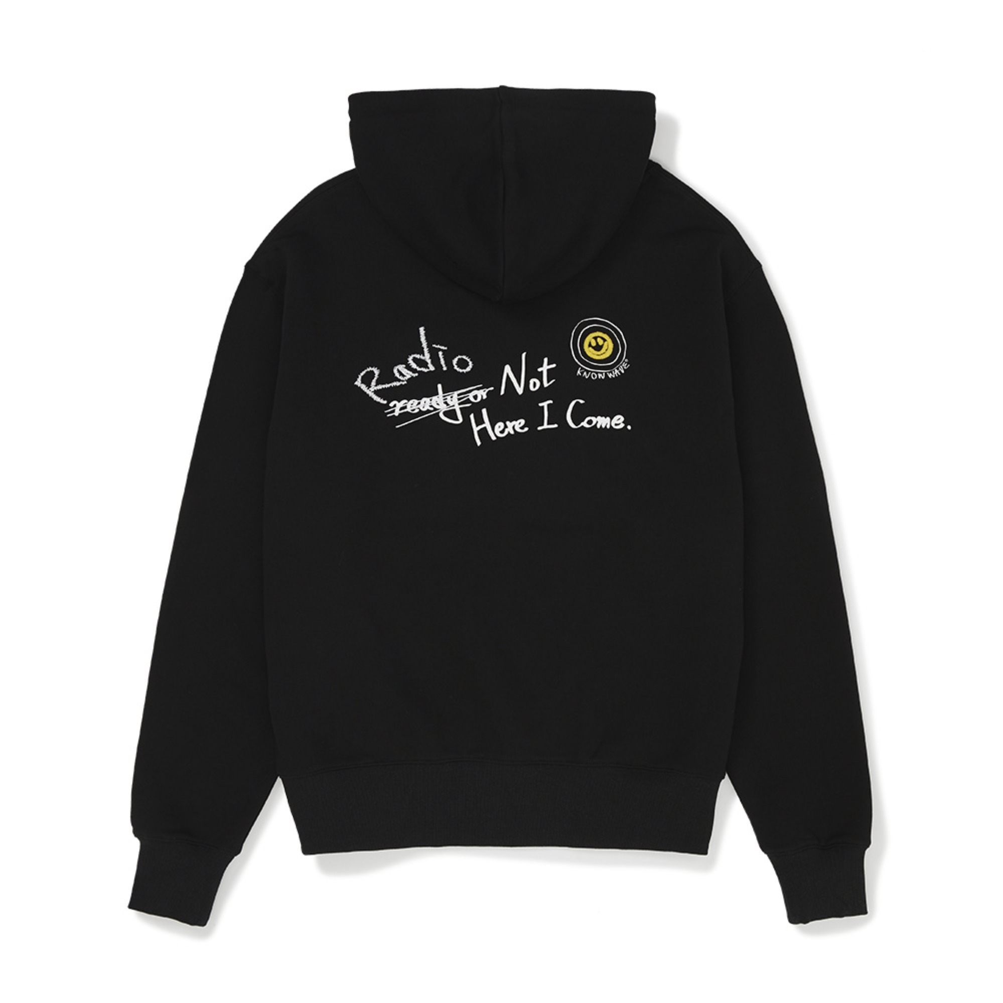 READY OR NOT SMILE EMBRODIERY HOODIE KNT028m(BLACK)