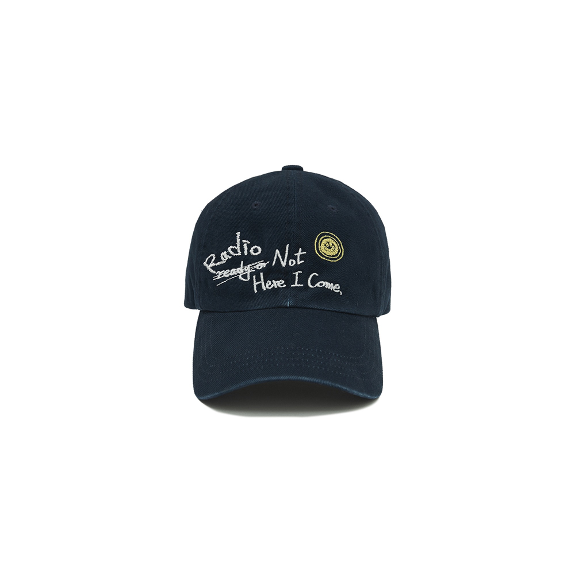 READY OR NOT SMILE EMBRODIERY BALL CAP KNA013m(NAVY)
